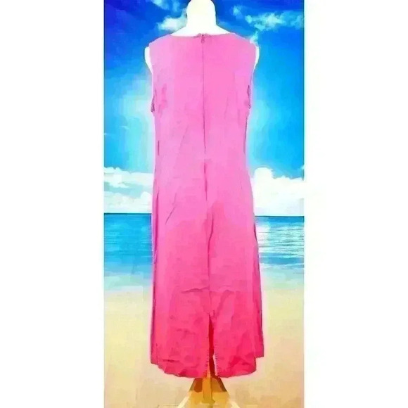 AKC Womans PINK Maxi Sun Dress Long Beach Swim Cover Lightweight zipper size Lg - Picture 4 of 5